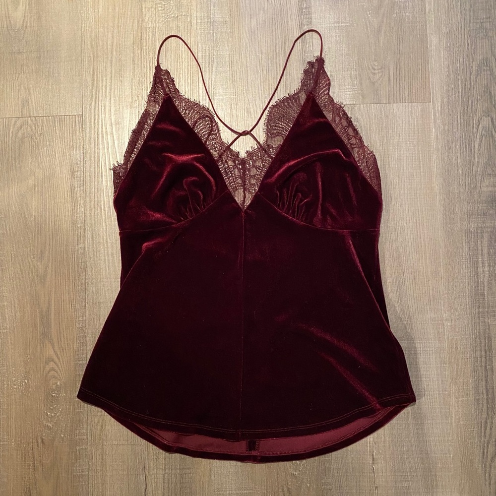 Abbeline lace velvet v neck cami
